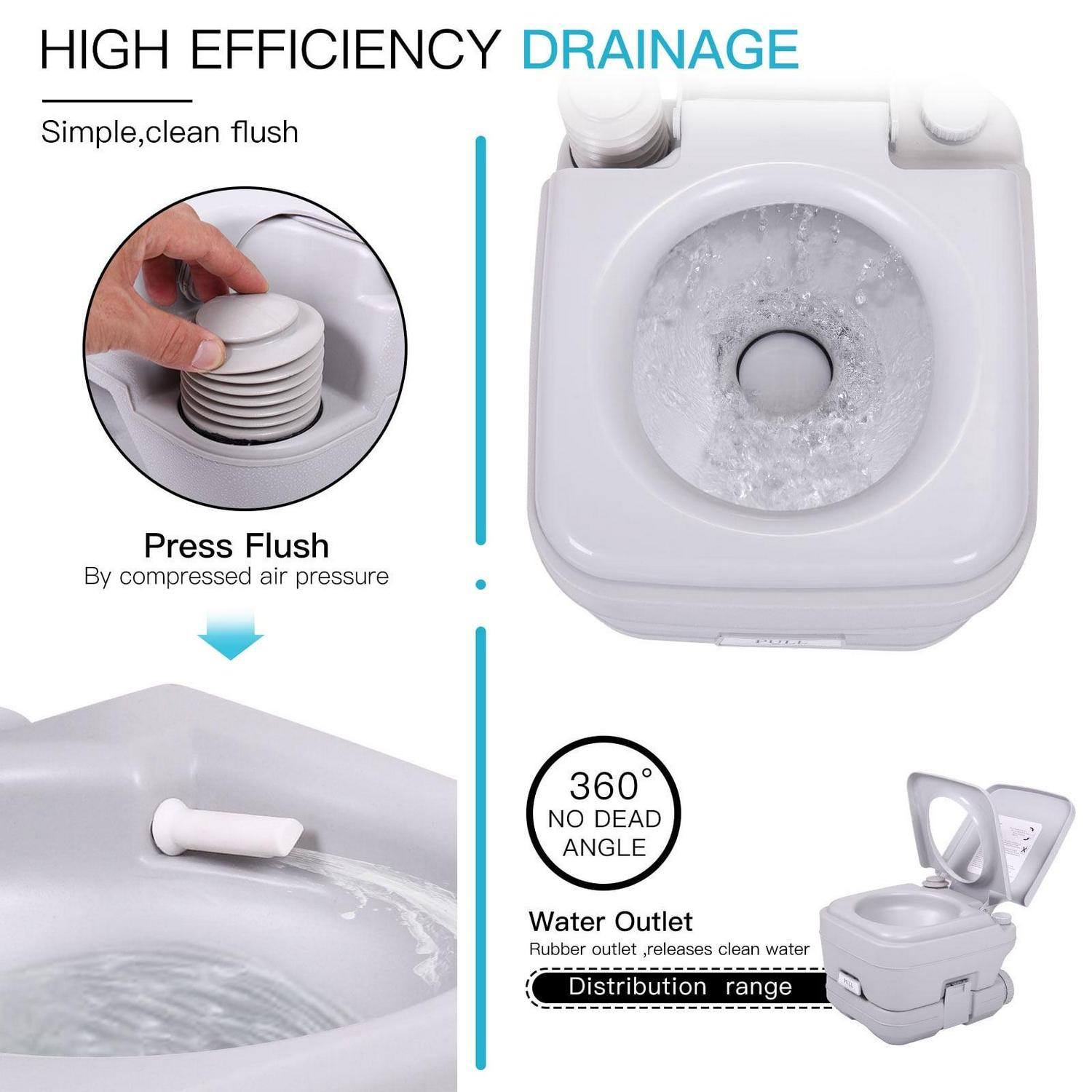 2.6 Gallon Camping Toilet Outdoor Porta Potty for RV Travel Camping Boating