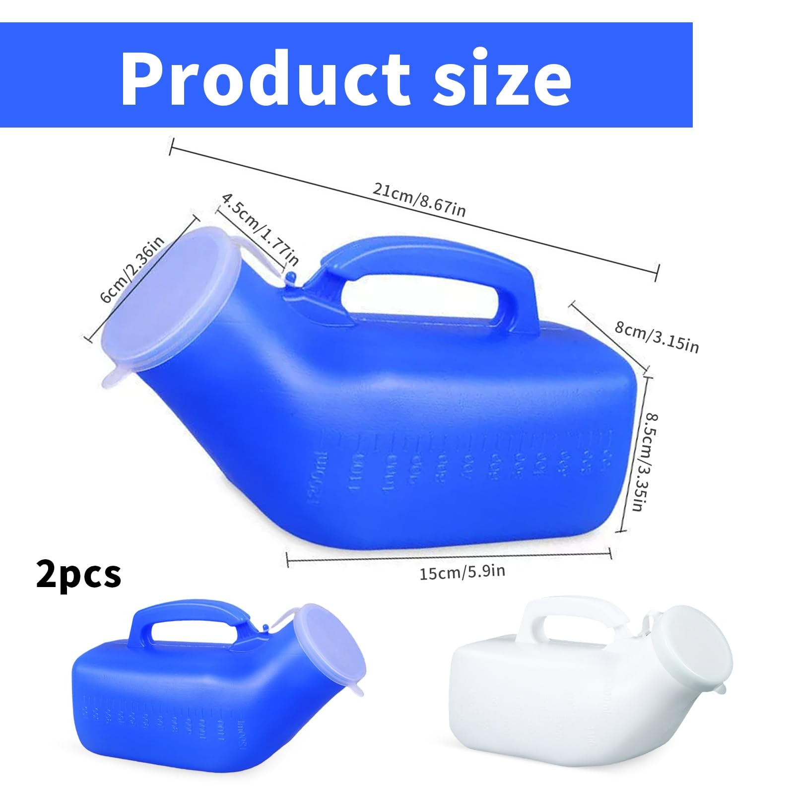 Urine Bottles for Men, 2 Pack 1200ML Portable Urine Bottle Pee Bottle for…