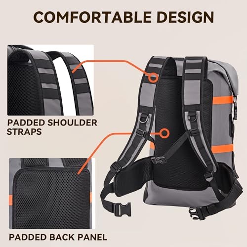 Dry Bags Waterproof Backpack for Men & Women, Roll Top Heavy Duty 40L Grey