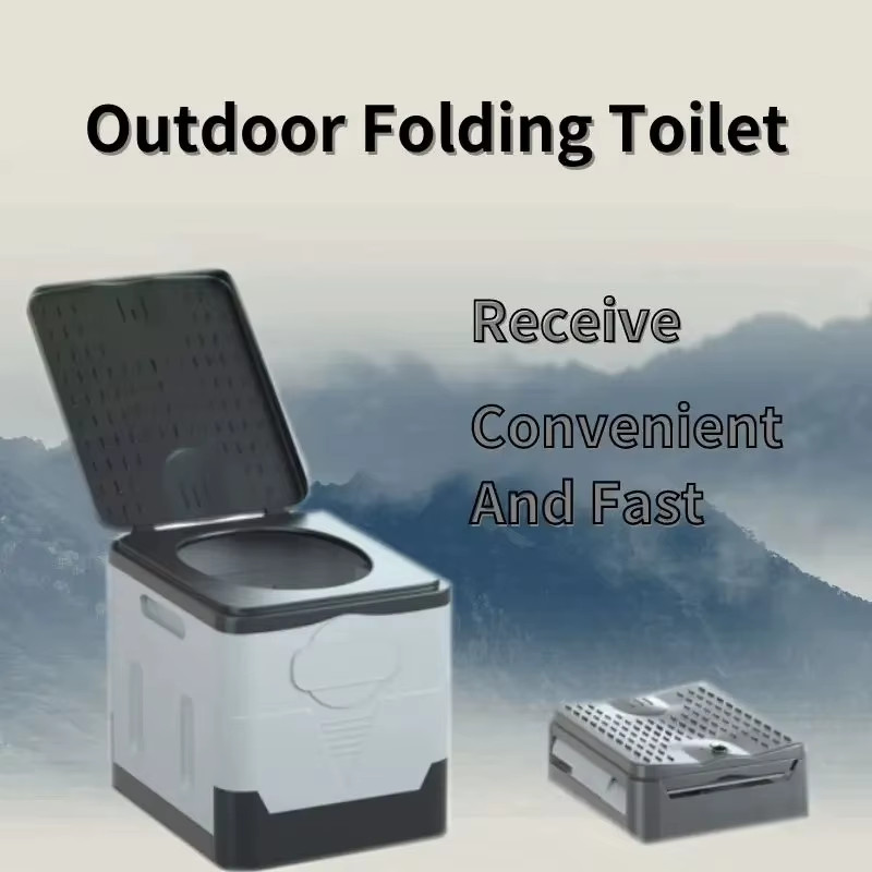 Folding Toilet, Portable, Collapsible, Anti-Odor Storage Box, Car Toilet, Adult