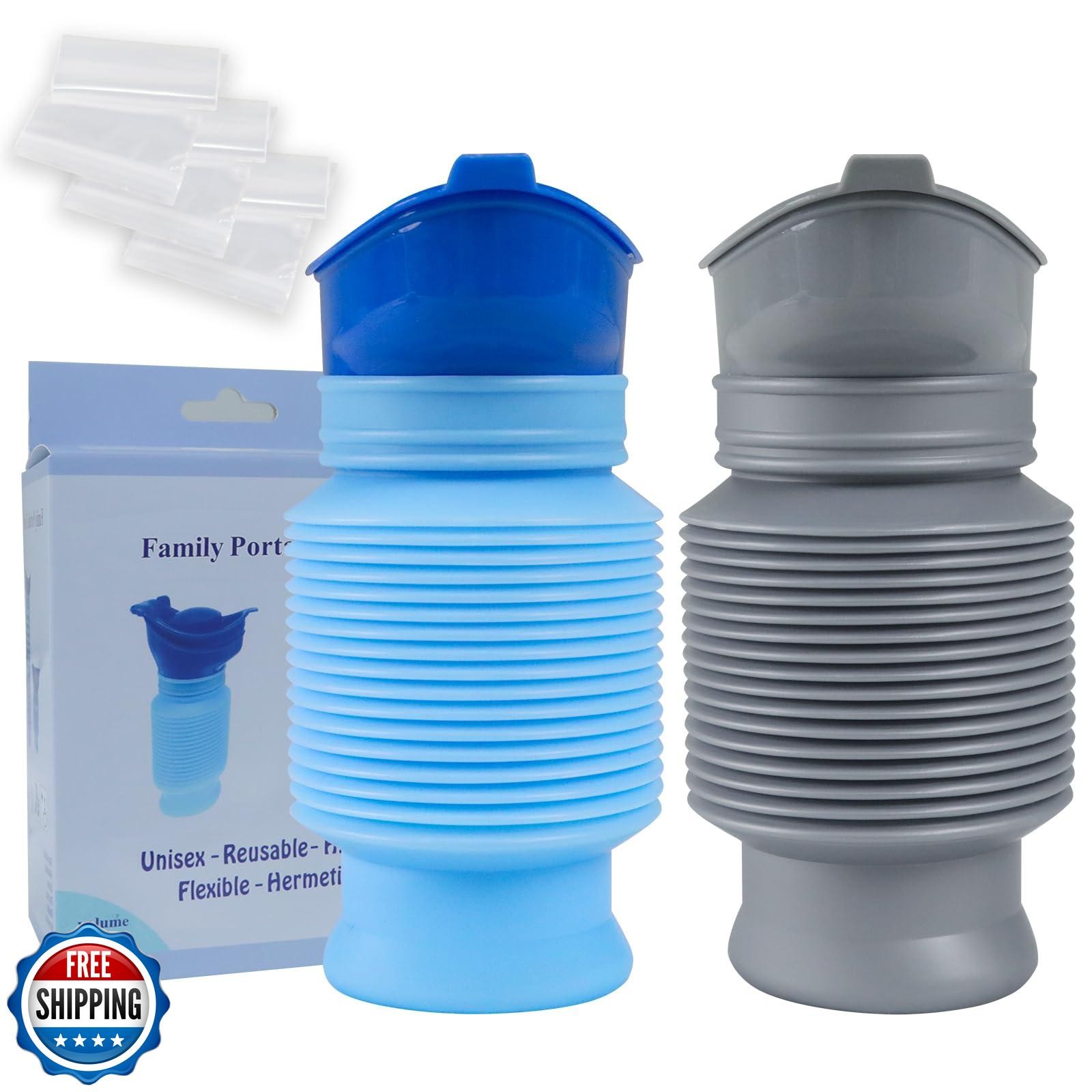 2PCS Pee Bottles for Men Women, Adjustable Emergency Urinal 750ml, Portable L