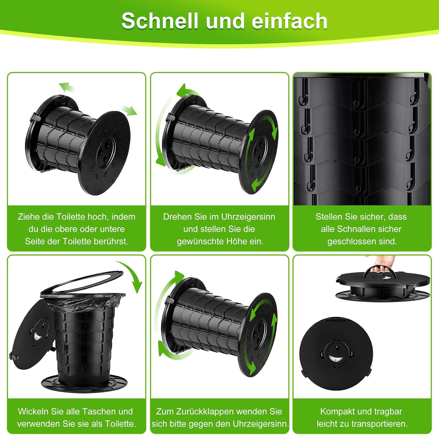 Compact Camping Toilet Foldable | Portable Mobile Toilet | Height Adjustable Cam