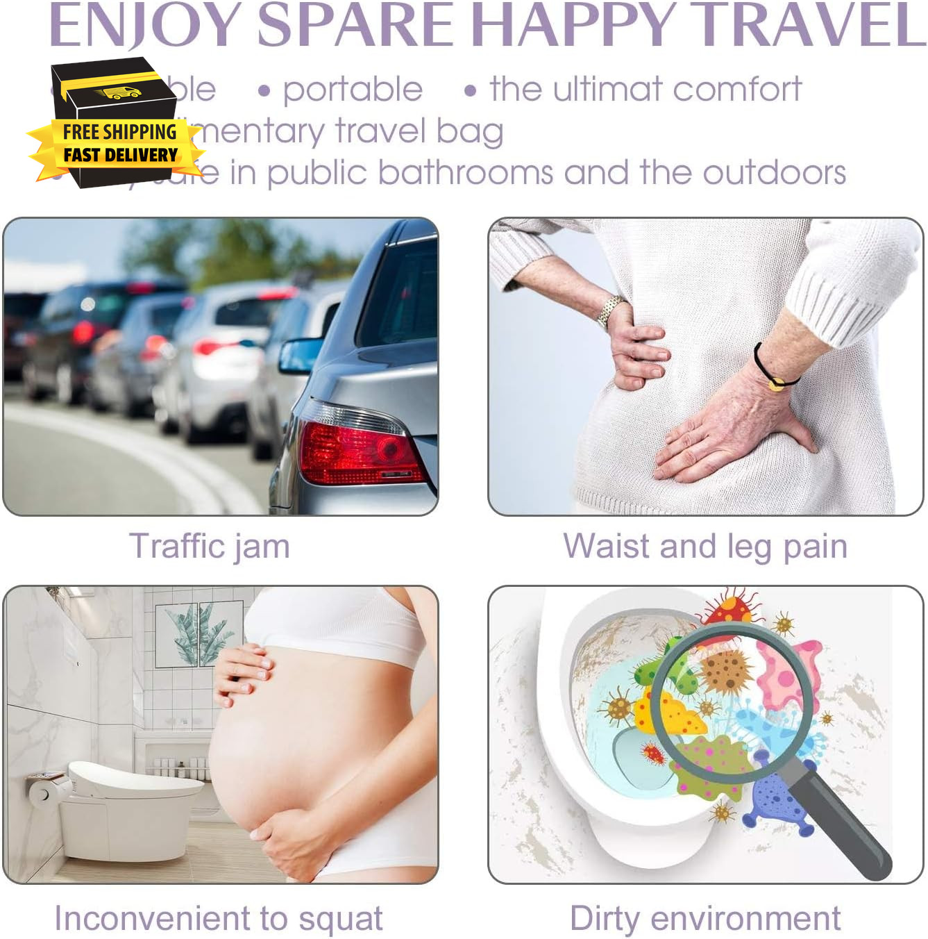 Travel Female Urination Device – 2 Pack Reusable Silicone Portable Lady Urinal P