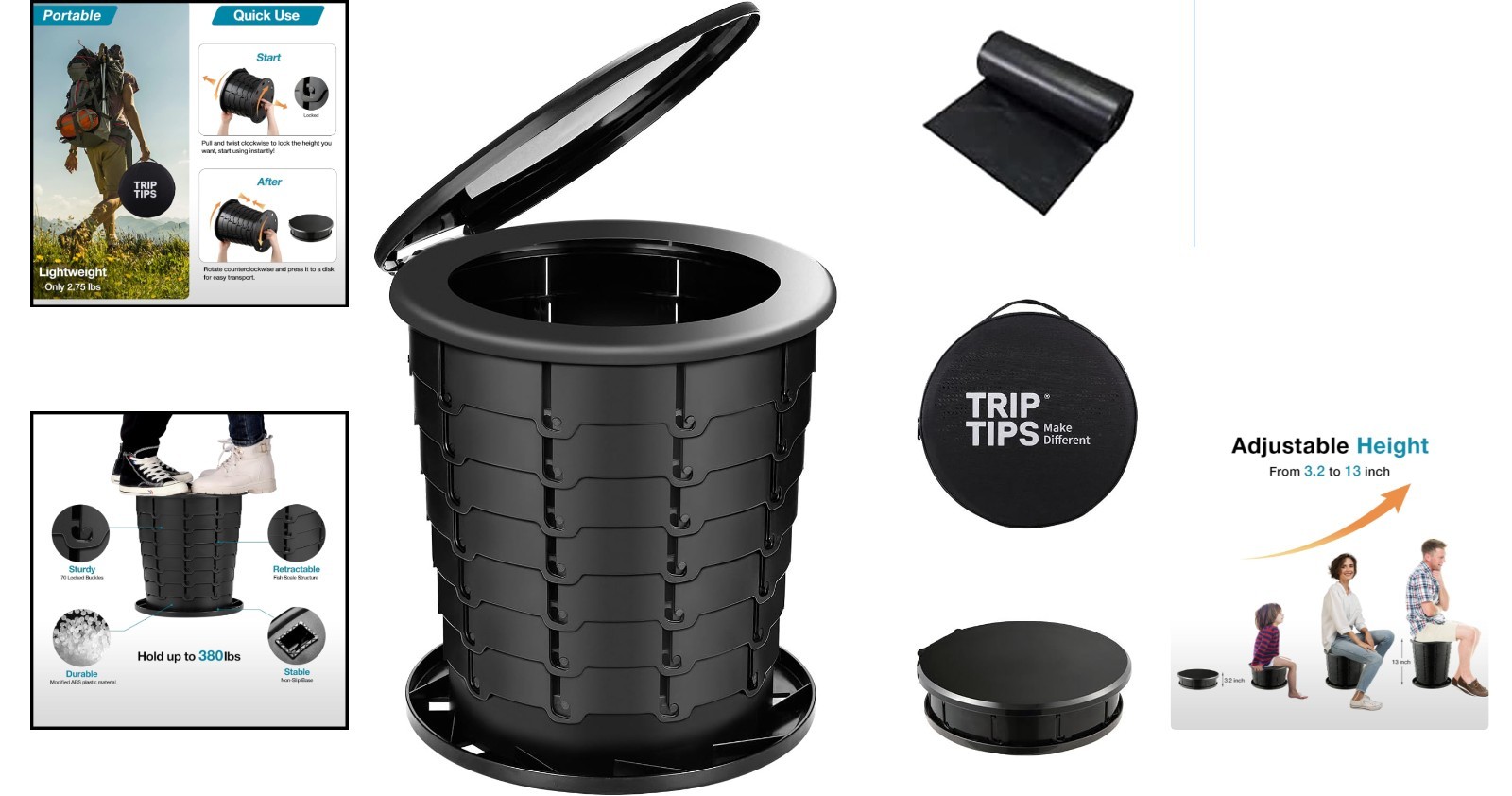 Adjustable Height Portable Toilet for Camping – Travel Essential for Everyone