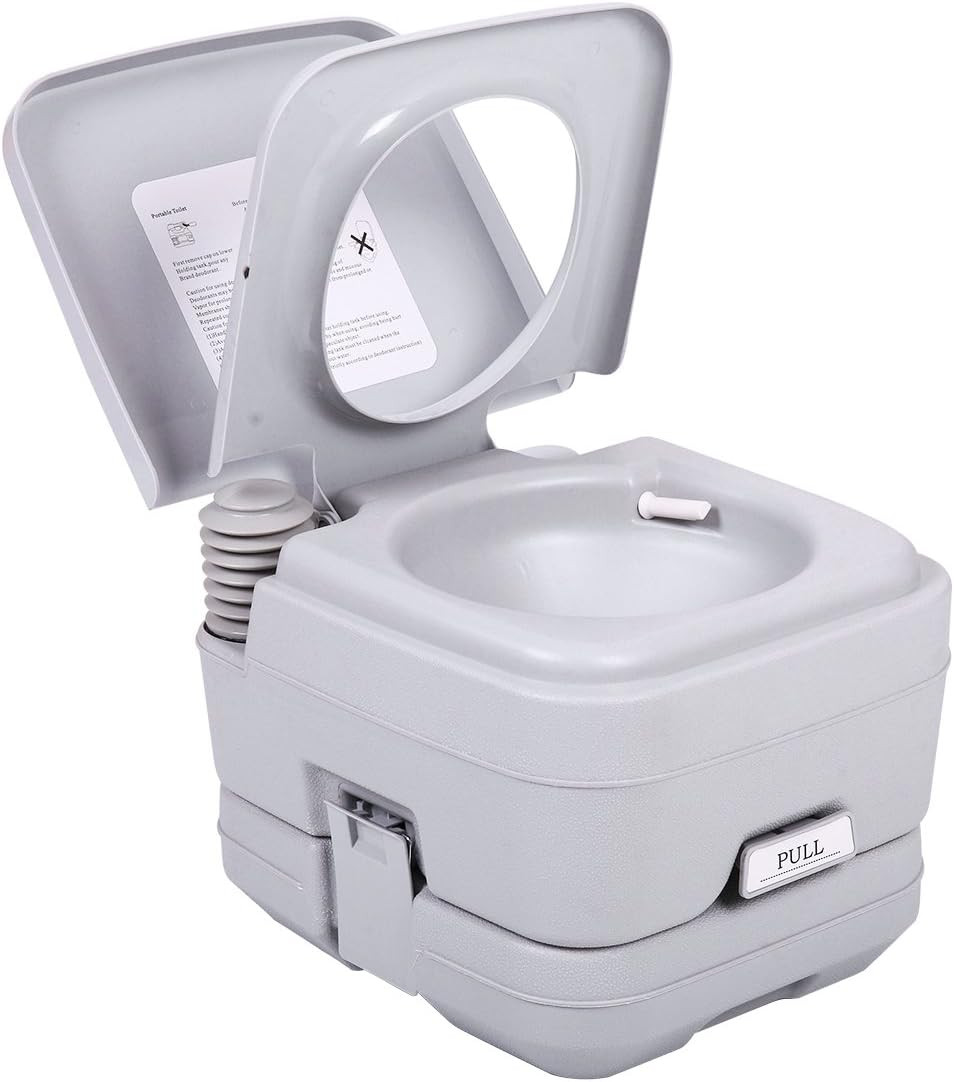 Portable 2.6 Gallon Outdoor Toilet for RV, Camping, Boating – Leak-Proof Grey