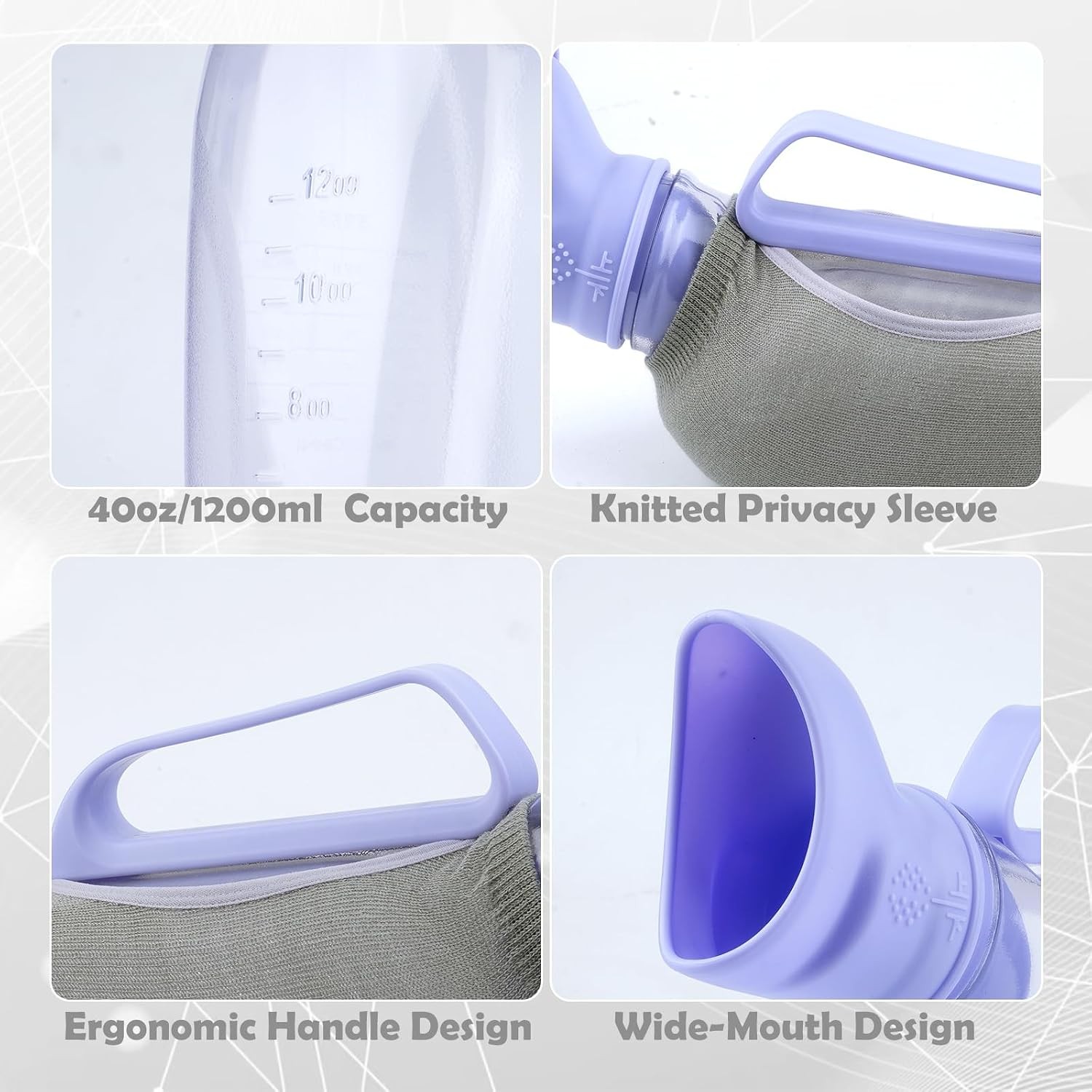 Large Capacity Leakproof Female Urinal Bottle 40oz 1200ml Portable Knitted