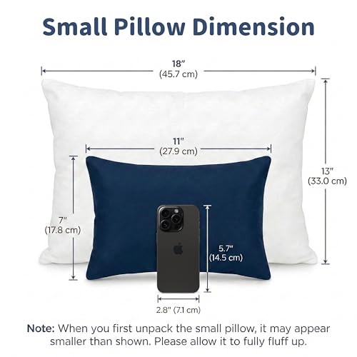 Small Pillow 11″x7″x2.5″ for Travel and Camping with Name Tag Mini Navy Blue