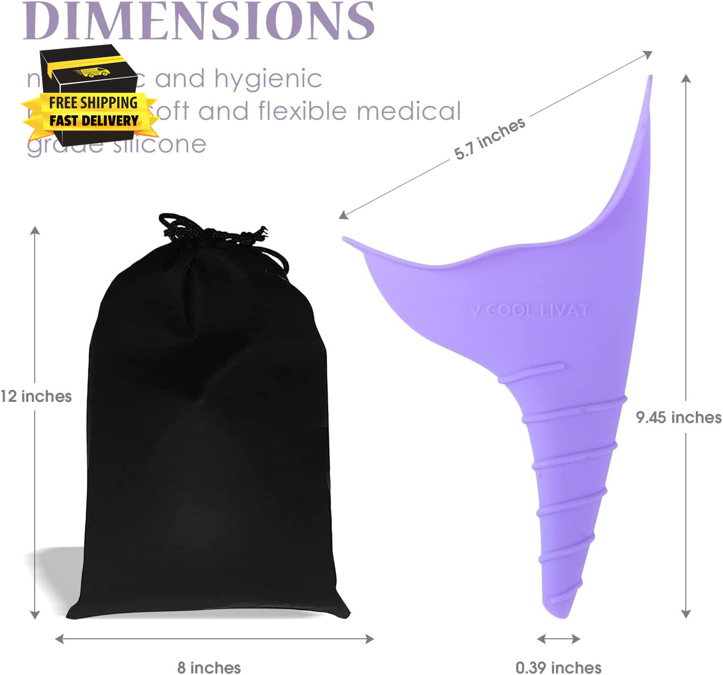 Travel Female Urination Device – 2 Pack Reusable Silicone Portable Lady Urinal P