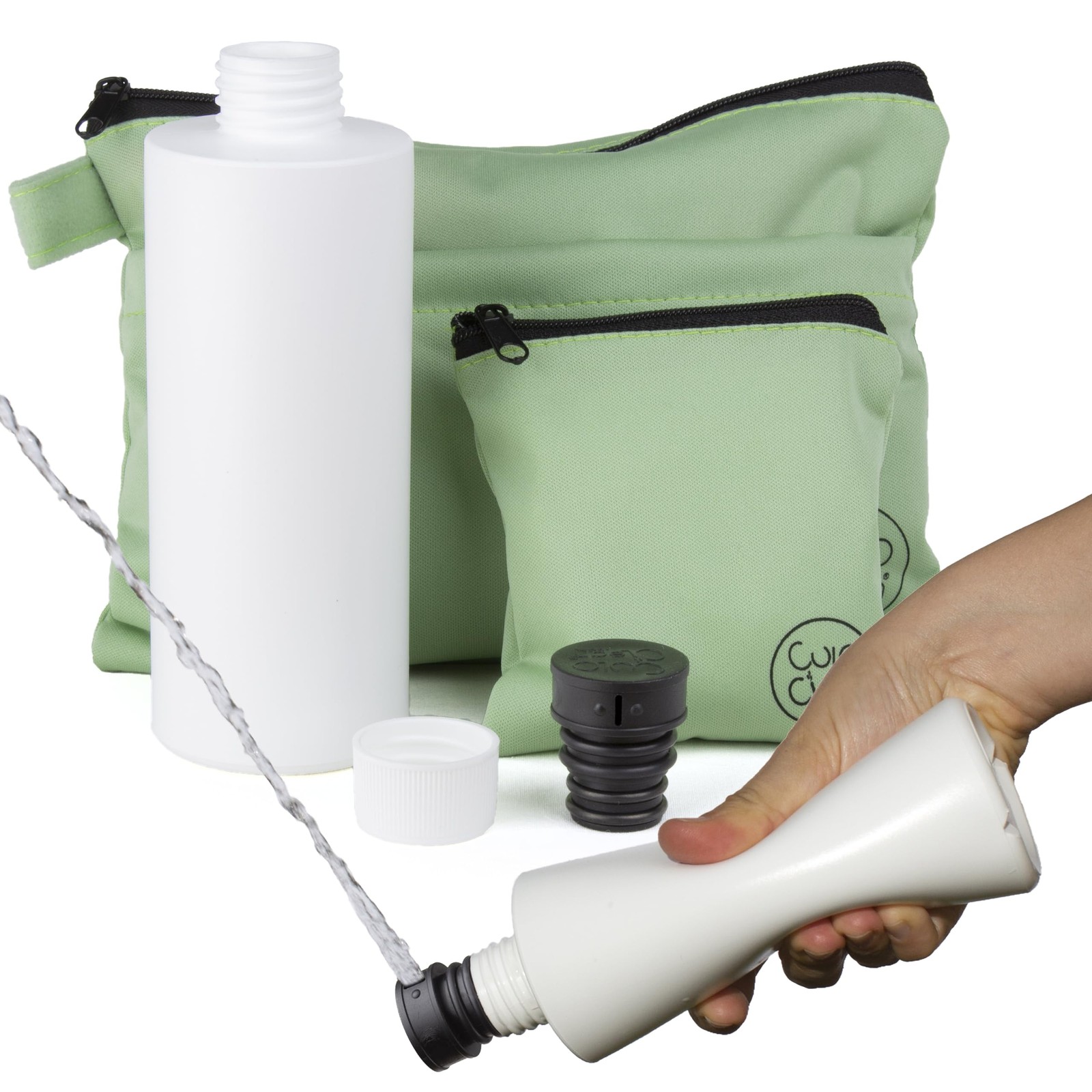 CuloClean Hygiene bag for hiking + Portable travel bidet portatil + bottle. P…