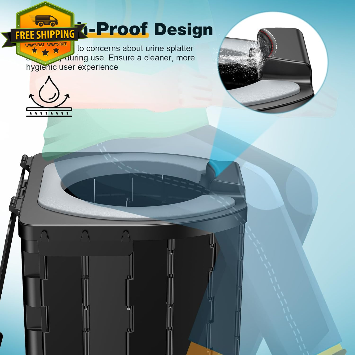 Portable Camping Toilet Folding Potty 500lb Heavy Duty Outdoor Emergency