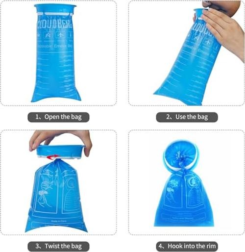24 Pack Blue Emesis Bags Disposable for Kids, 1000 ml Vomit Bag for Morning