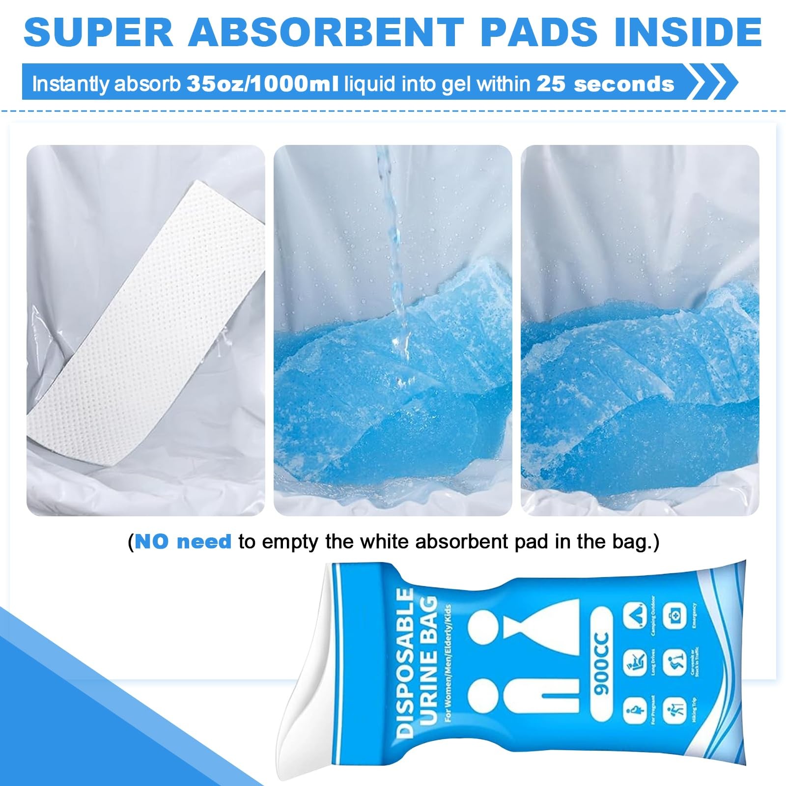 10PCS Disposable Urine Bag,Vehicle-Mounted Urine Bags,Portable Pee Bags for W…