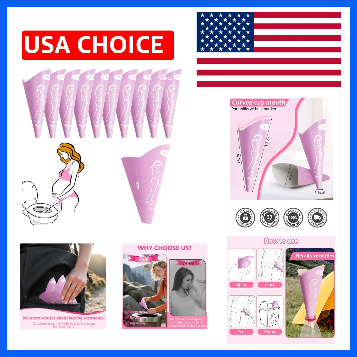 Disposable Female Urination Device, 10PCS Portable Pee Funnel for Women, Port…