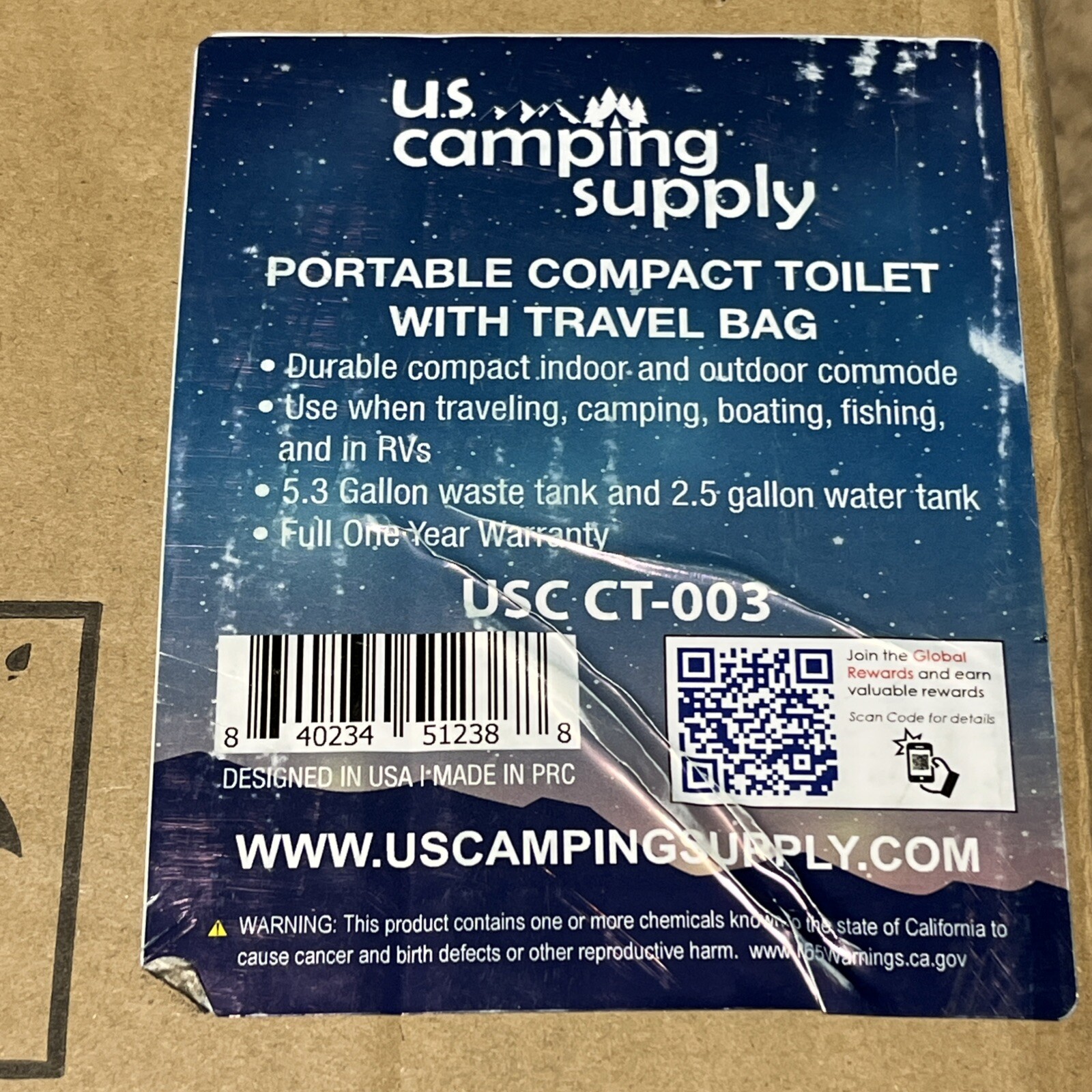 U.S. Camping Supply Portable Toilet with Carry Bag, 5.3 Gallon Waste Tank Camp