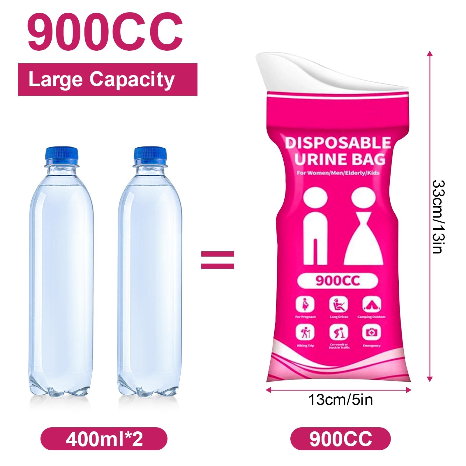 10PCS Disposable Urine Bag,Vehicle-Mounted Urine Bags,Portable Pee Bags for W…