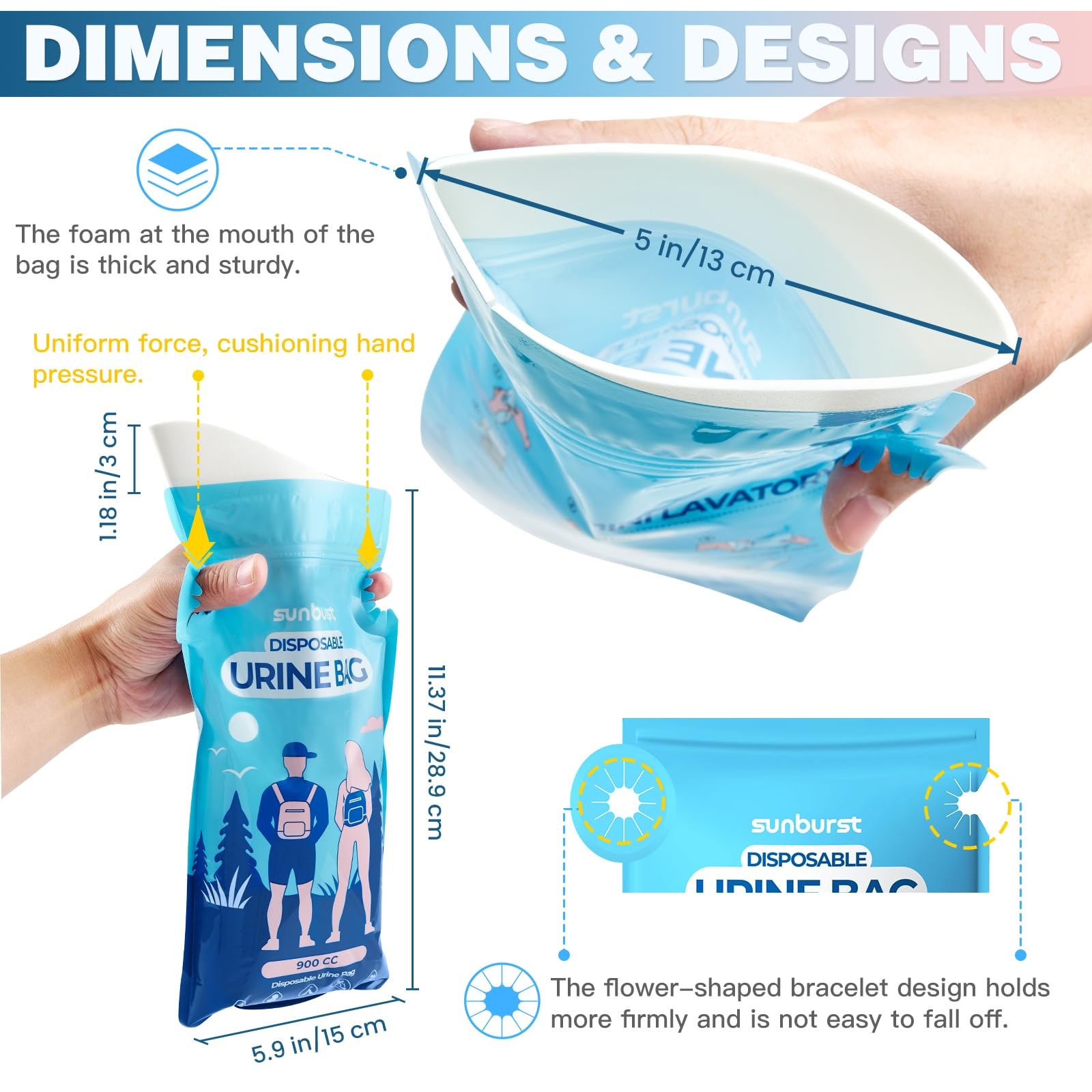 12PCS Disposable Urine Bags,900ML Pee Bags for Travel for Women/Men with Big …