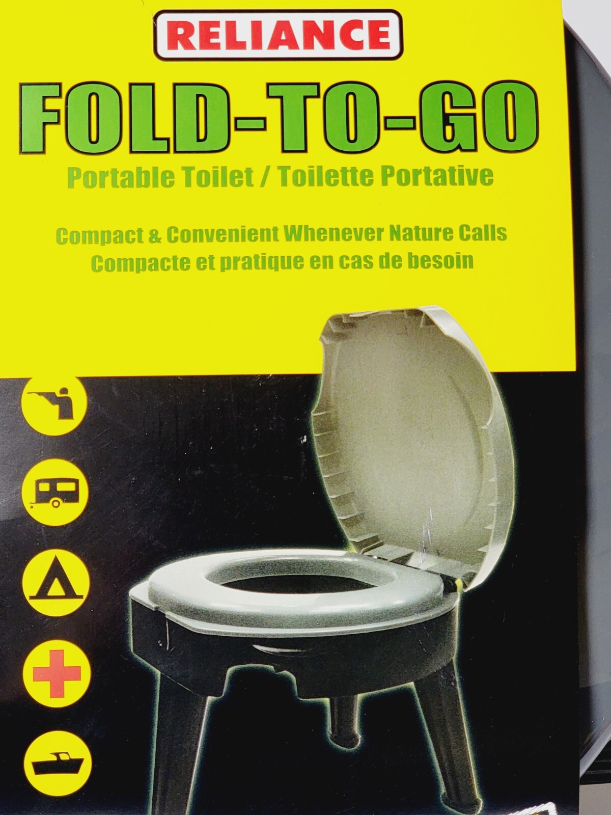 Portable Camping Toilet FOLD-to-GO Folding Reliance Products Black NEW