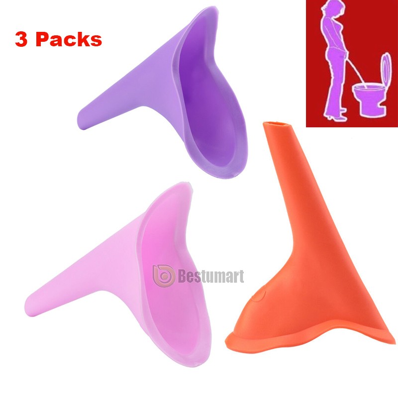 3PCS Portable Female Urinal Funnel Camping Travel Toilet Stand Pee Device