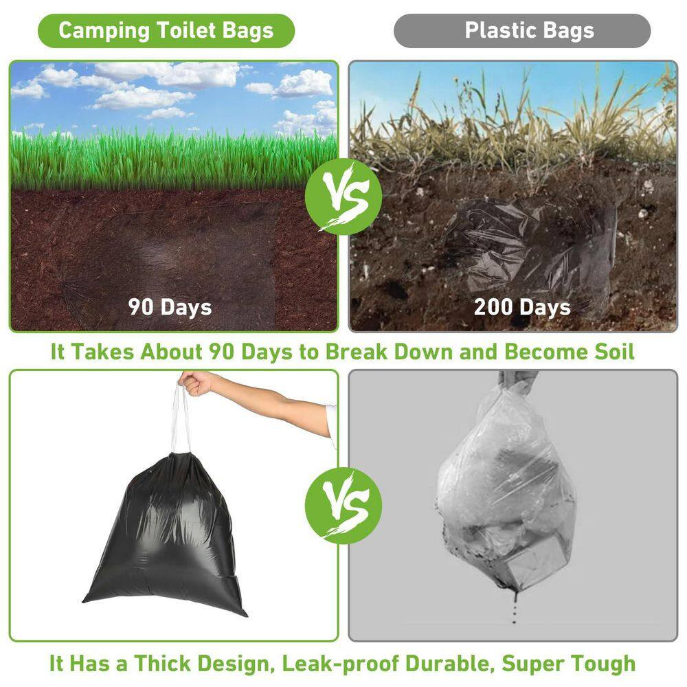 100-Count Biodegradable Portable Toilet Bags for Camping, 8 Gal. Thickened Waste
