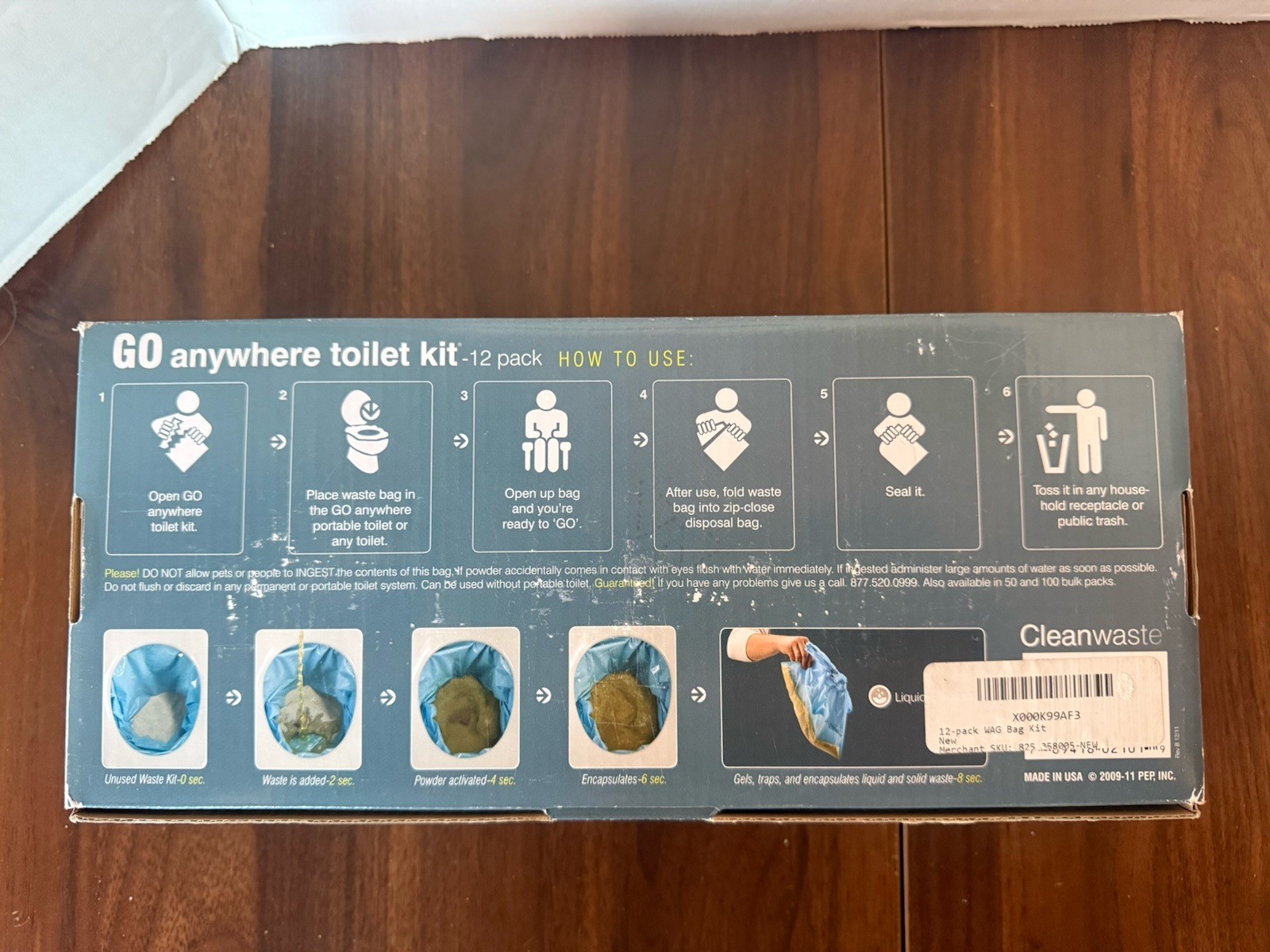 Cleanwaste GO Anywhere Toilet Waste Kits-12/Pack CASE NEW