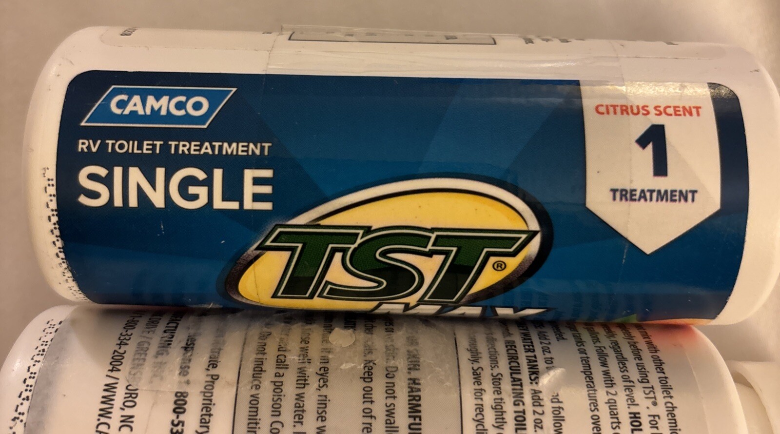 Camco TST MAX RV & Camper Toilet Treatment Singles, Pack of 6 Single Use Citrus