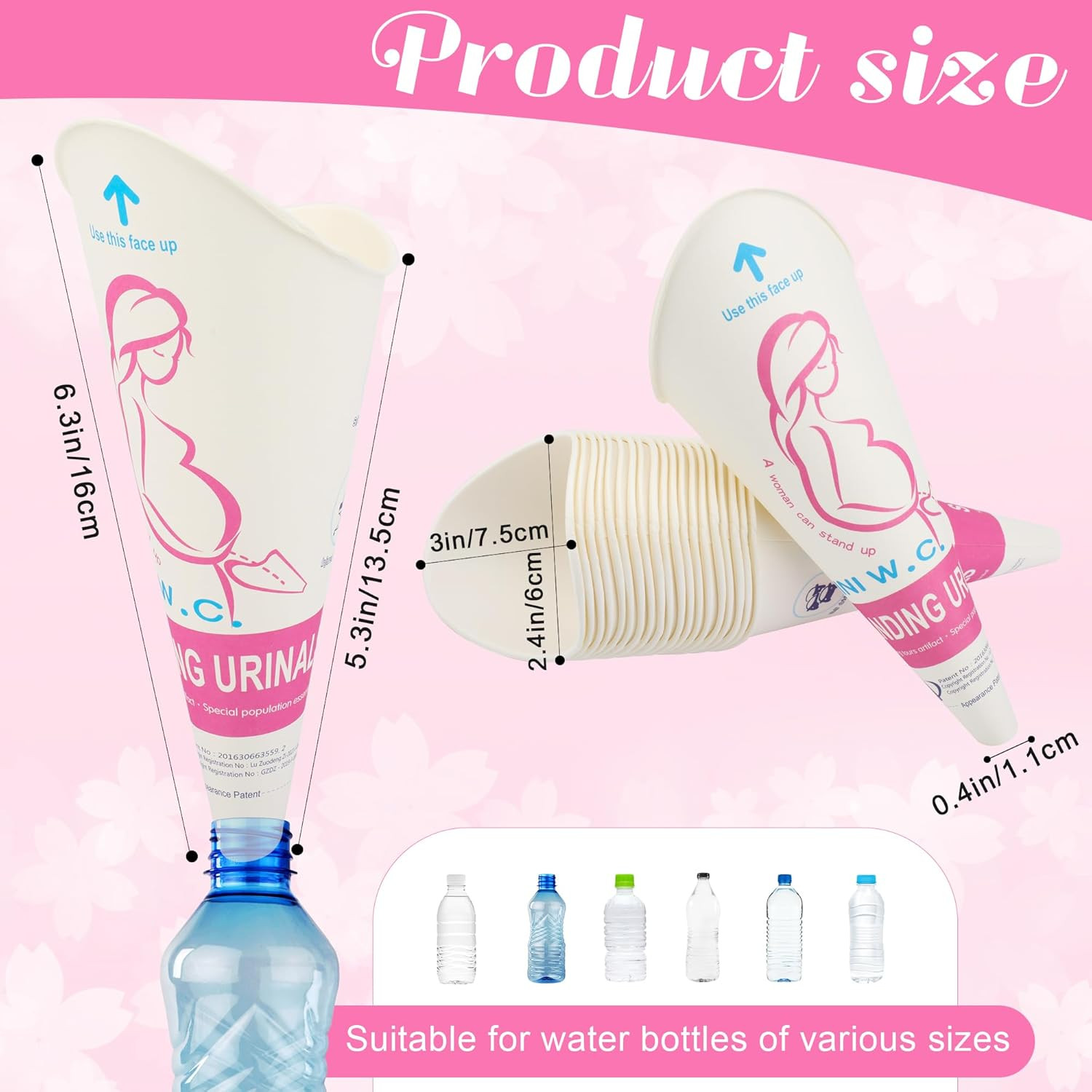 Luxiv 20 50 Pcs Disposable Female Urination Device, Portable Girl Urinal Funnel