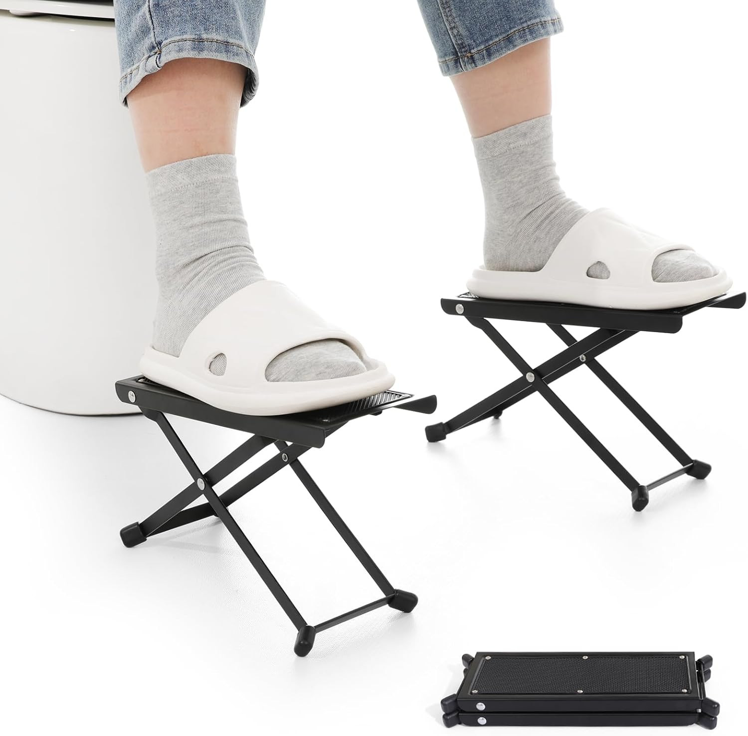 Foldable Toilet Stool – Portable Travel Poop Stool for Toilet, 7″ and 9″ Adjusta