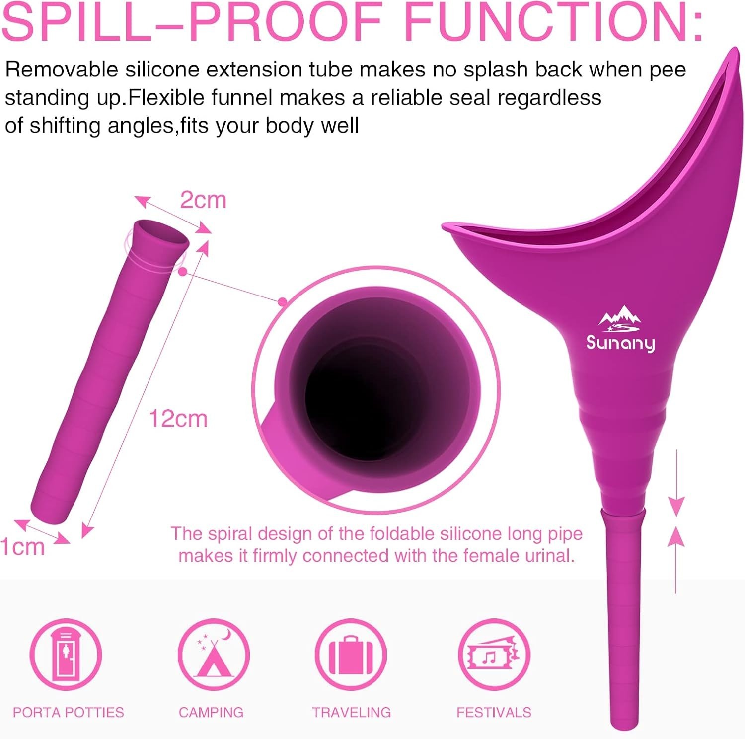 Female Pee Funnel,Reusable Silicone Foolproof Women Stand-Up Urinal | Leak re…