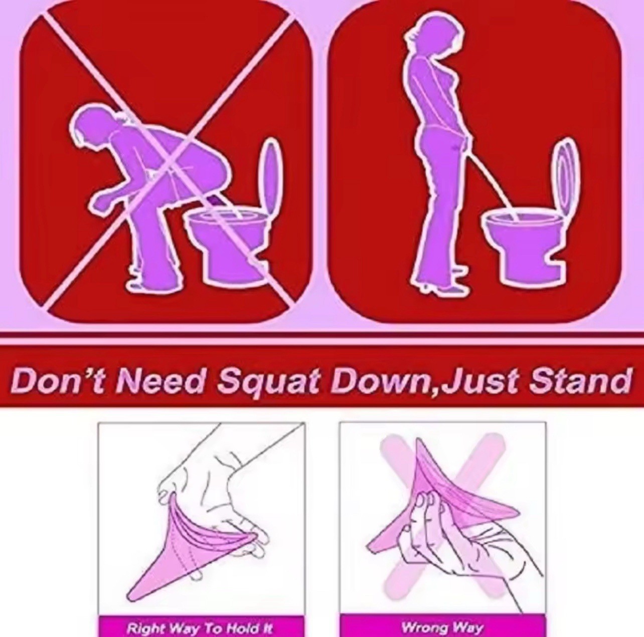 5 PCS NEW! Portable Camping Travel Toilet Women Urinal Pee Funnel Purple 5X