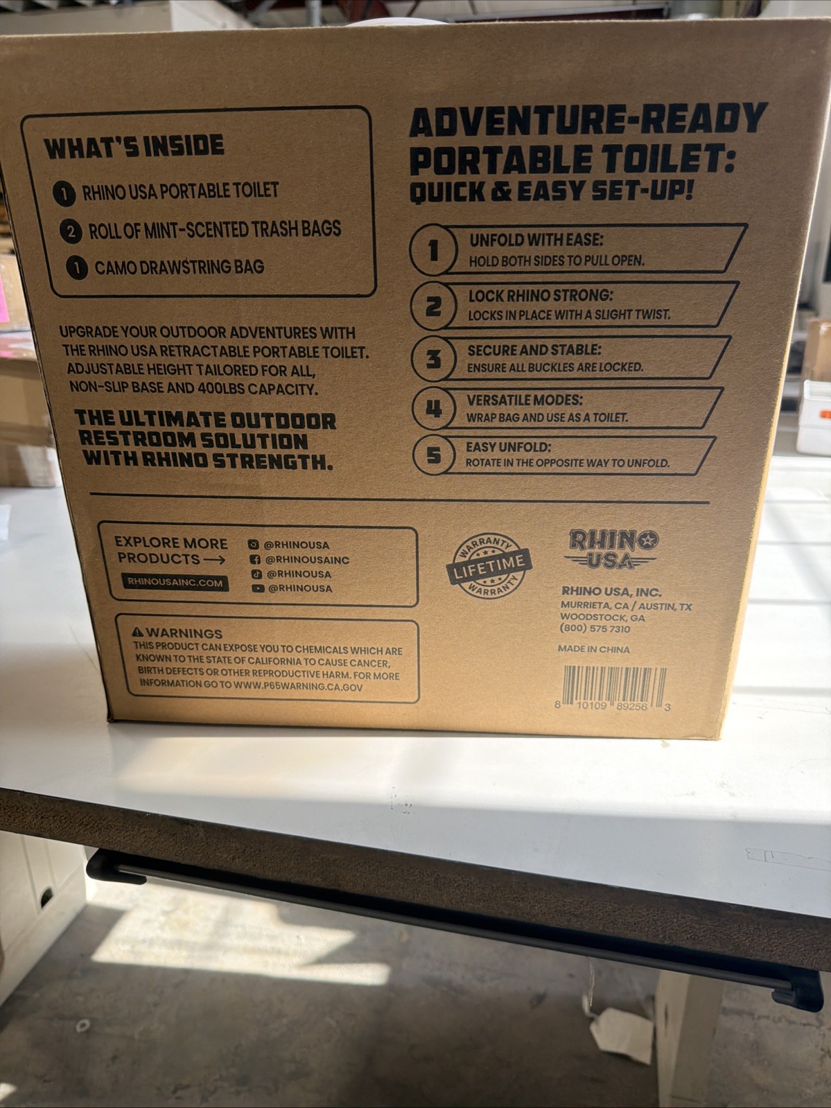 Rhino USA Portable Toilet Color Black