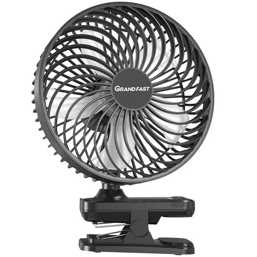 10000mAh Clip On Fan, 42H Run, Quiet & Auto Oscillating Table Black (No Light)