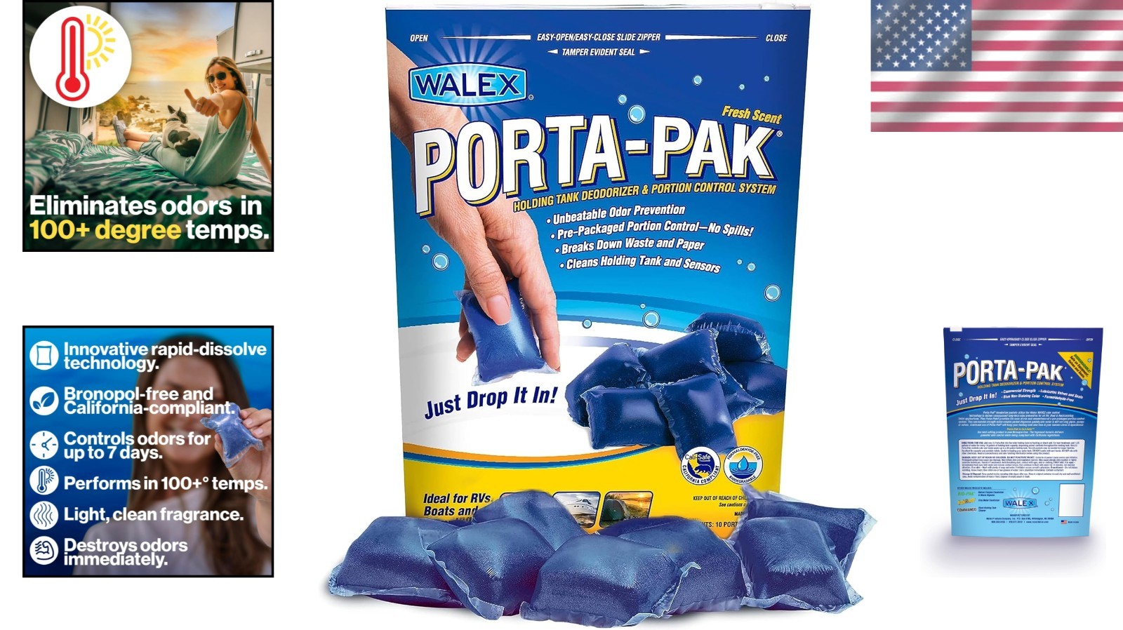 Porta-Pak 10-Pack Holding Tank Deodorizer – Rapid Waste Breakdown, Fresh Scent