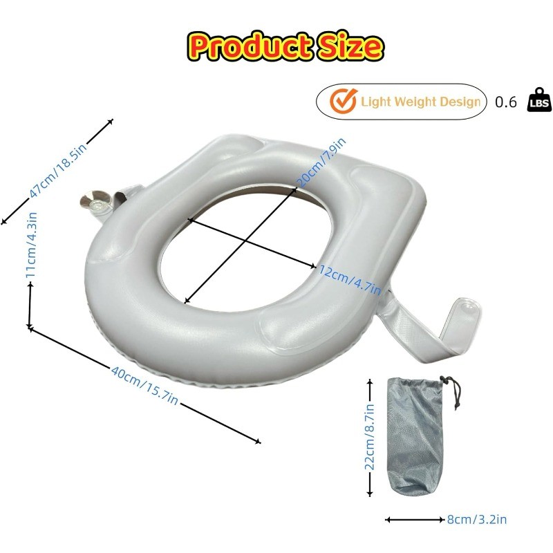 Portable Inflatable Toilet Seat Cover – Reusable Travel Cushion with Storage Bag