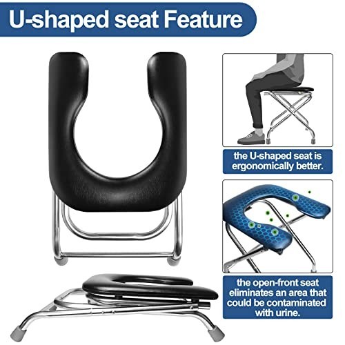 Portable Camping Toilet – 350LBS Capacity, Stainless Steel, Foldable, Soft Seat,