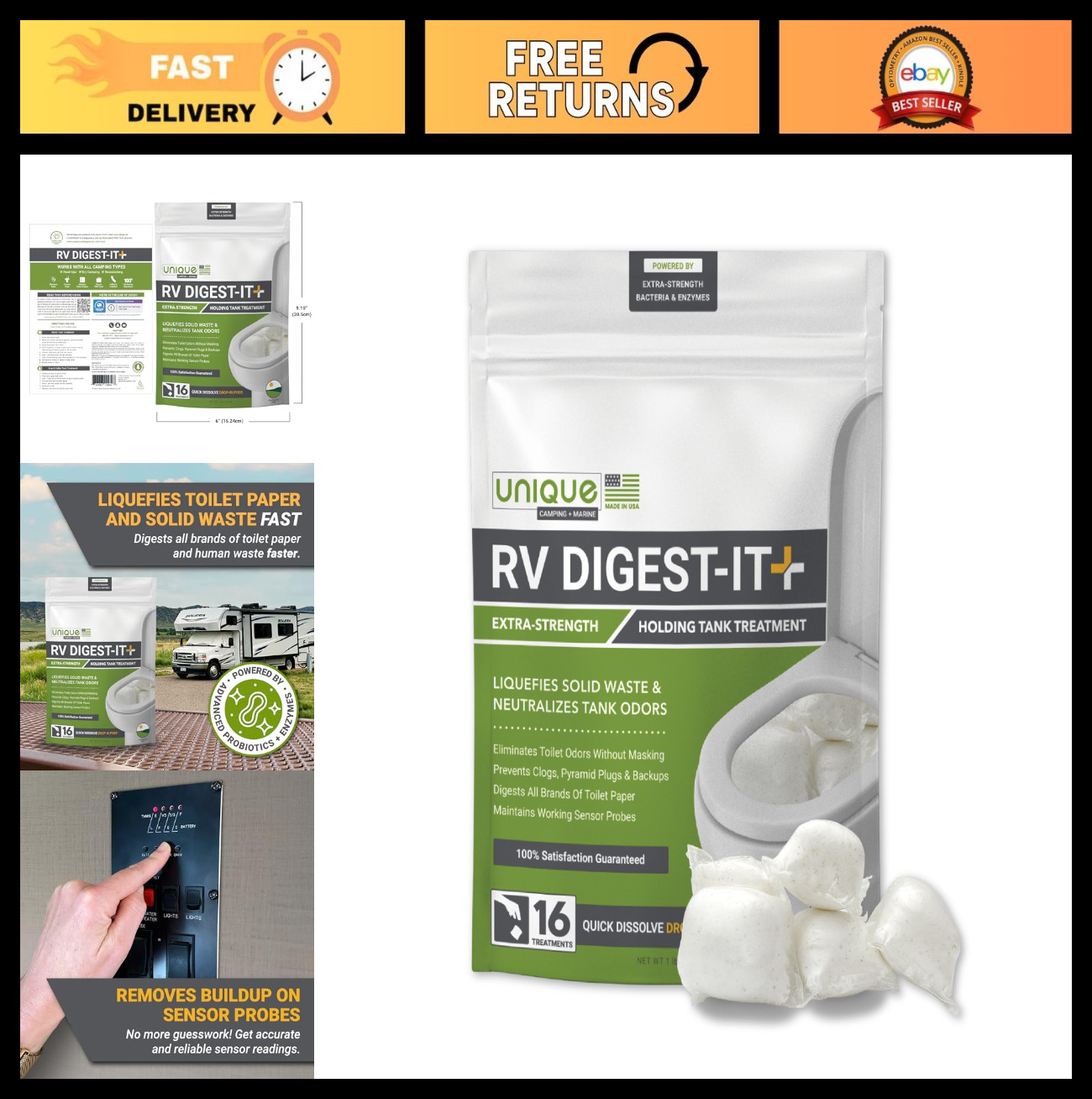 Extra-Strength RV Toilet Treatment Pods – Liquifies Waste & Paper, Odor Eliminat