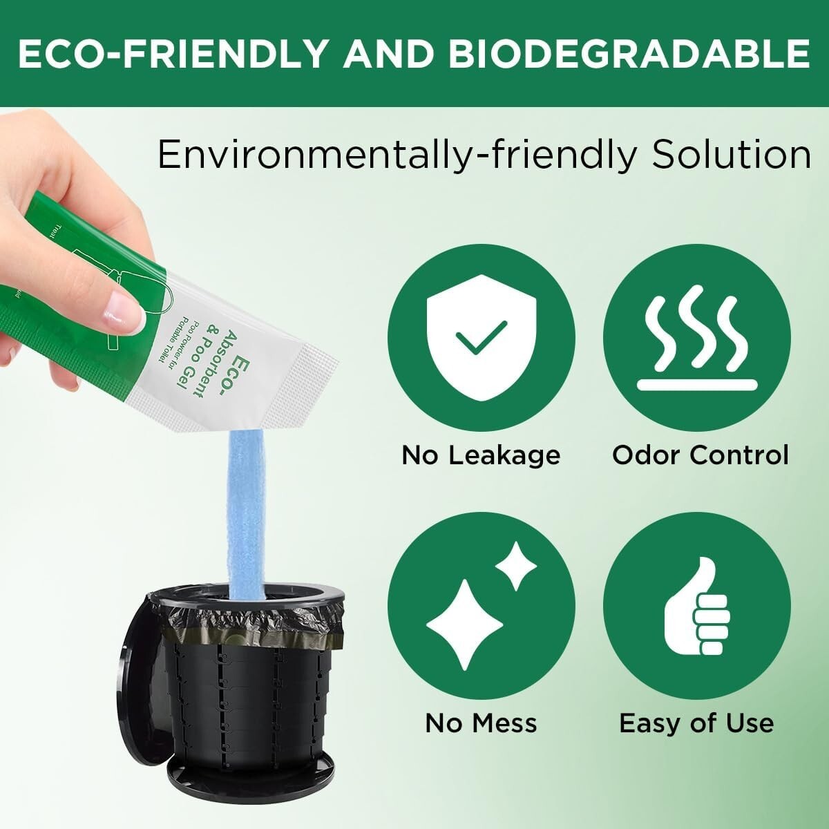 New! 30 Pack Eco absorbent & Poo Gel Packets For Portable Toilet Camping (B16)