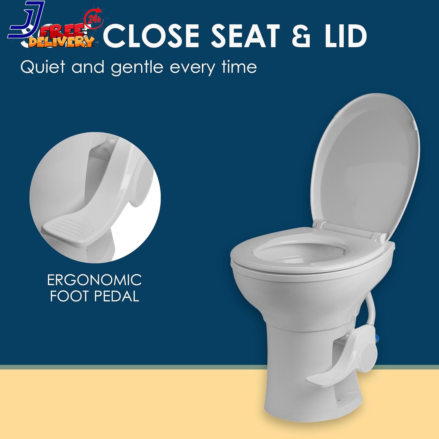 Voyager Universal Residential Height RV Toilet with Plastic Bowl FREEZABLE Water