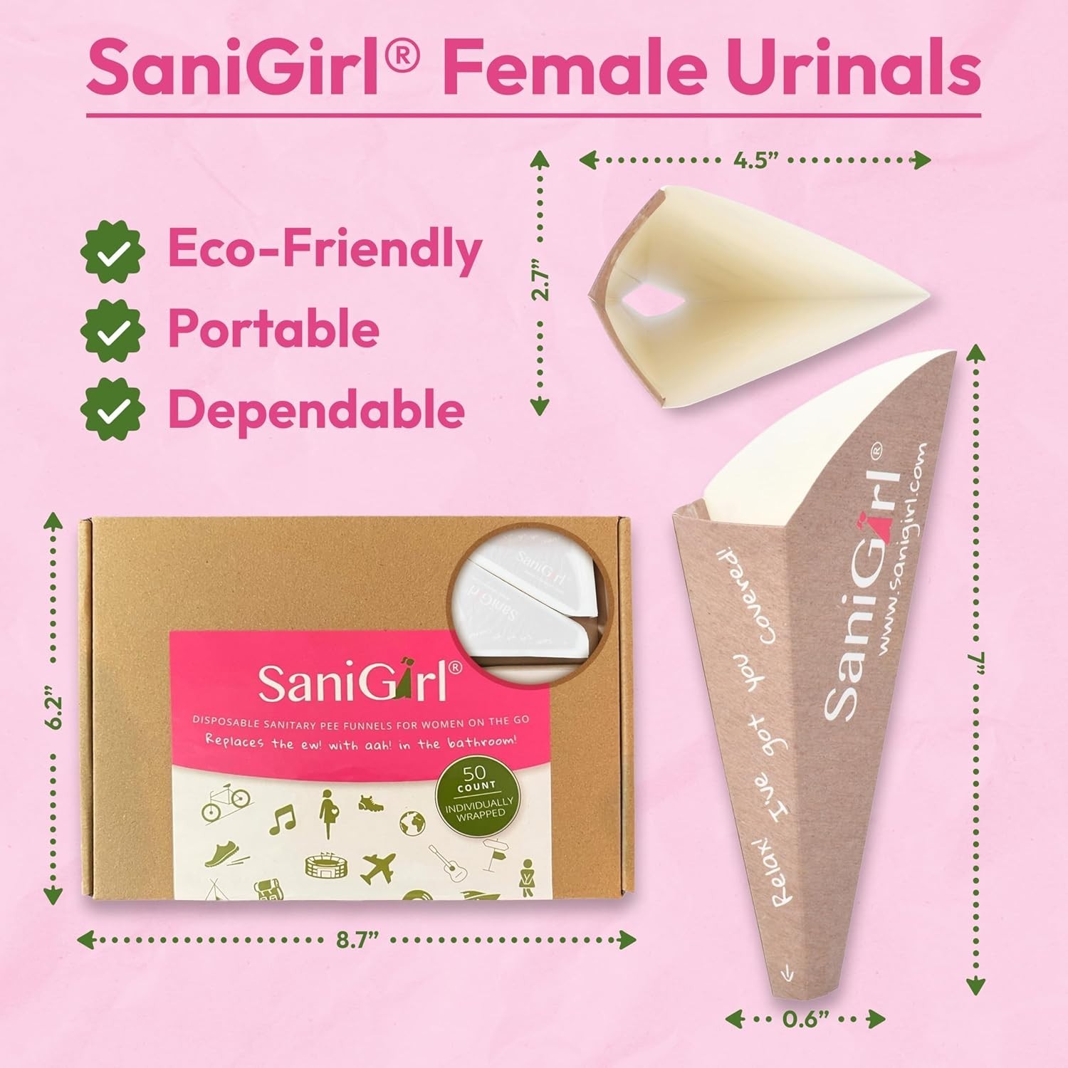Individually Wrapped Female Urinal – 50 Pack