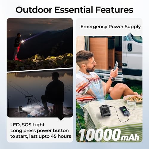 Portable Waist Fan Clip On, MAX 40H Work Time, 10000mAh Rechargeable Gray