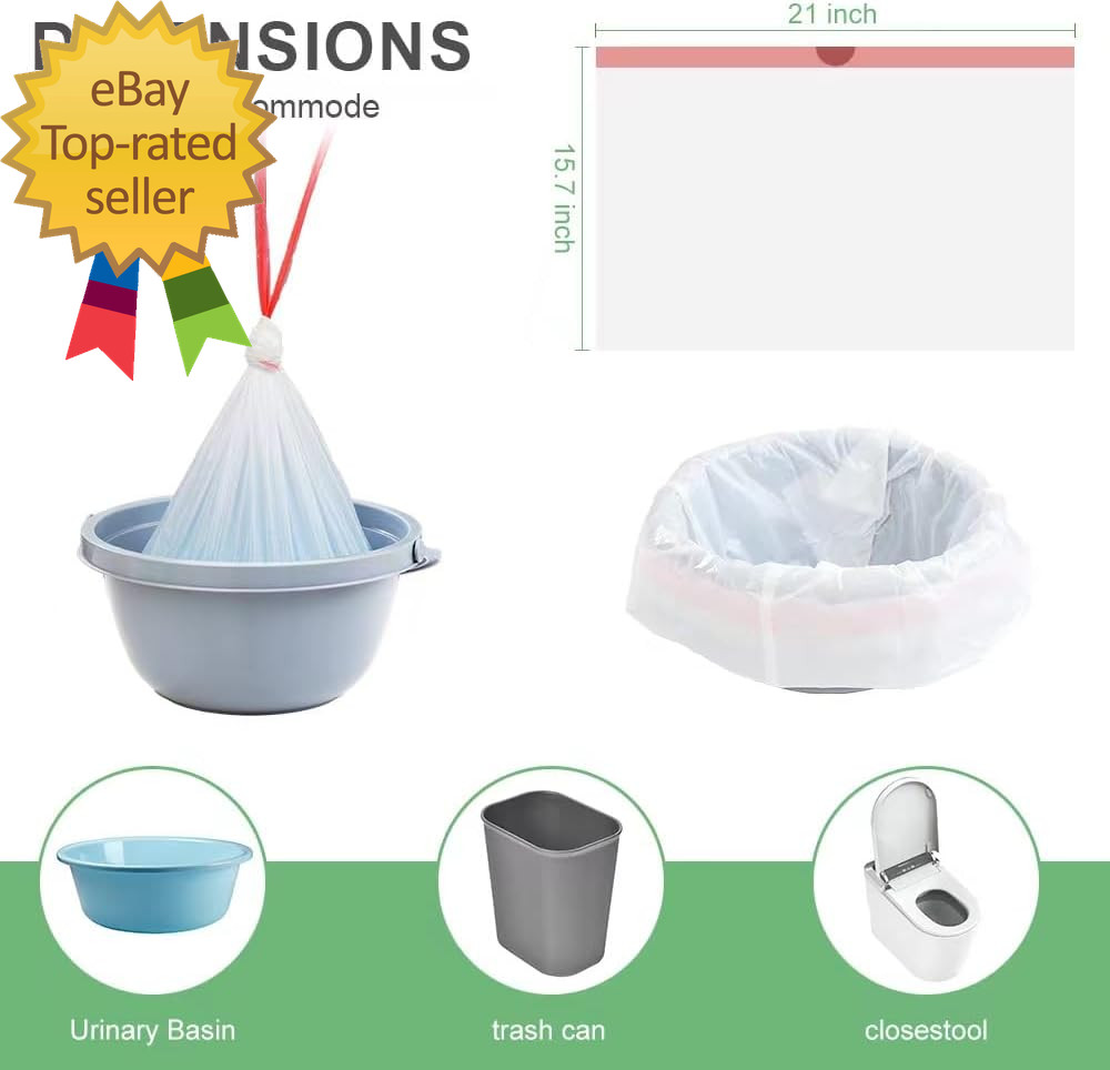 Commode Liners 120PCS Bedside Commode Liners Disposable-Portable Toilet Bags