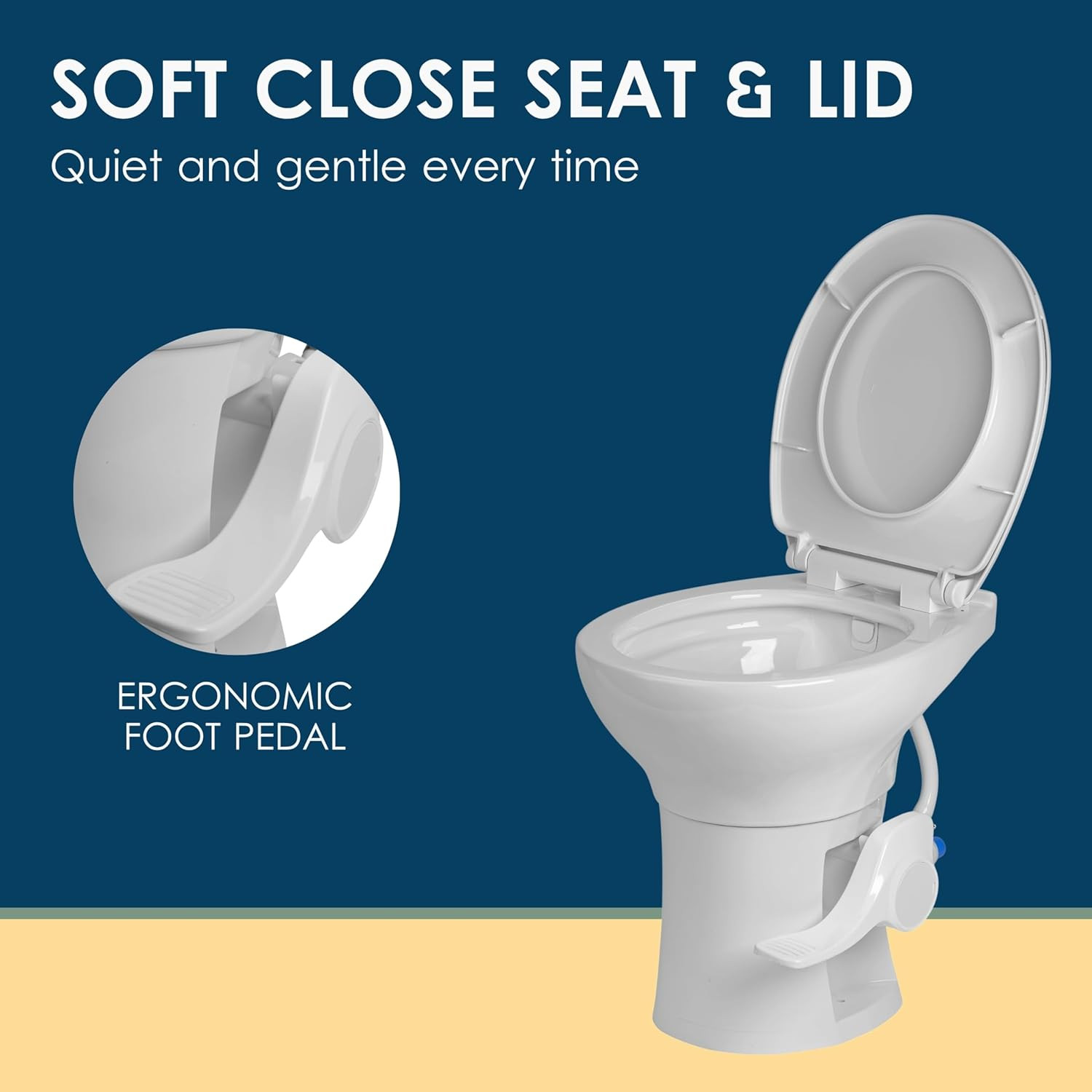 Voyager Plus RV Toilet with Porcelain Bowl & Freeze-Proof Water Valve