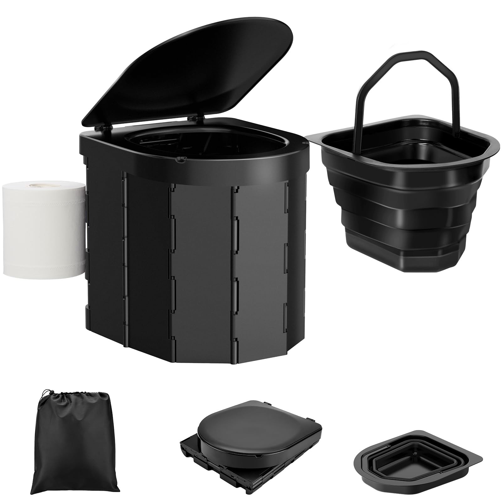 Portable Camping Toilet with Removable Inner Bucket, Leakproof Folding…