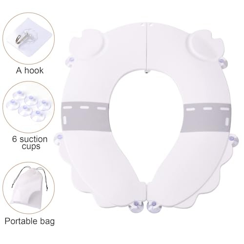 Portable Potty Training Seat for Toddlers, Foldable Travel Toilet with Non Gray