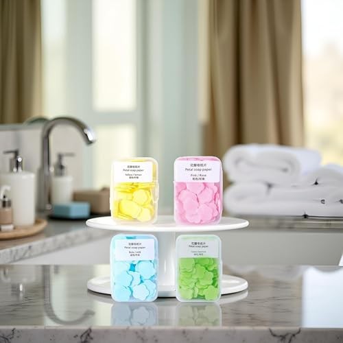 4 Boxes Paper Soap, 4 Random Different Scented Mini Portable Disposable Petal