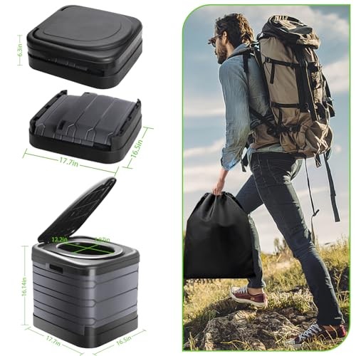 XXL Portable Toilet for Adults,16” Tall Camping Toilet with Lid and Carry