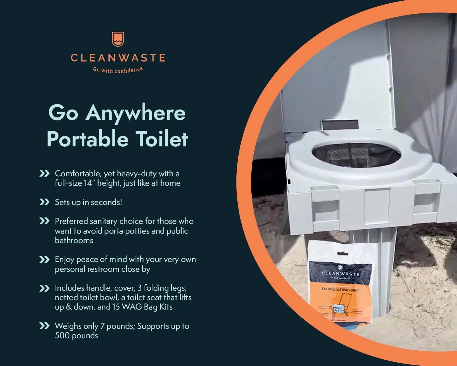 Cleanwaste Go Anywhere Complete Portable Toilet System; Full Bathroom Solution
