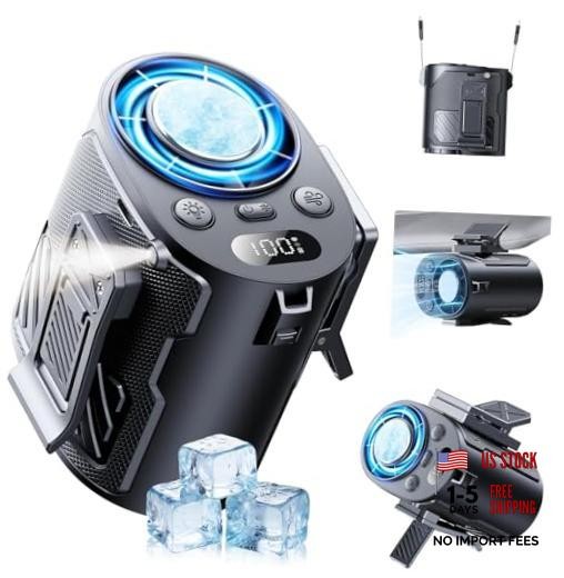 Portable Waist Fan with Ice Cooling, 4-in-1 Clip-On Fan for