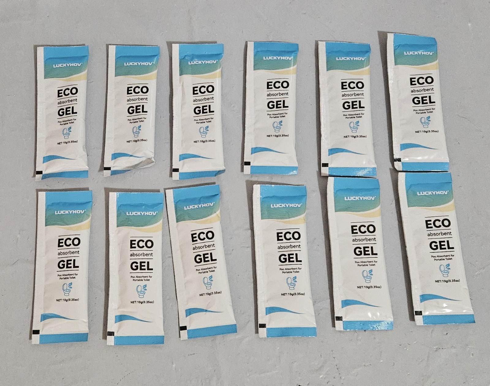 12 Portable Toilet for Camping Eco Absorbent Gel Powder Packs