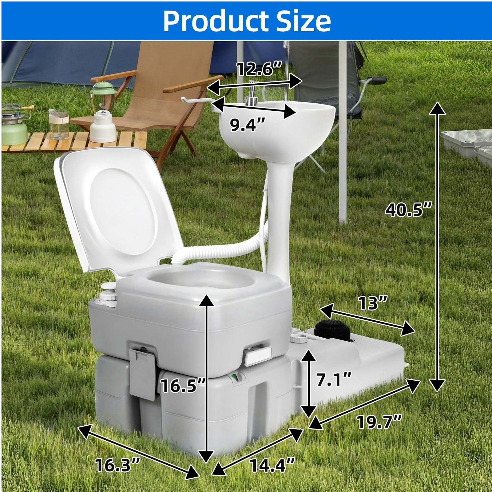 5.3 Gallon Portable Toilet 17L Portable Camping Sink Hand Wash Basin Station