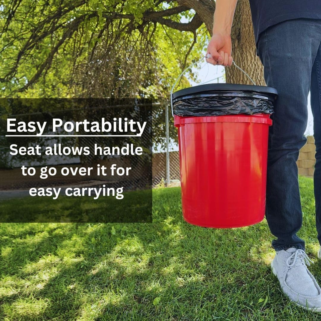 PORTABLE HONEY BUCKET TOILET Emergency Seat Cover Outdoor Camping Travel Black